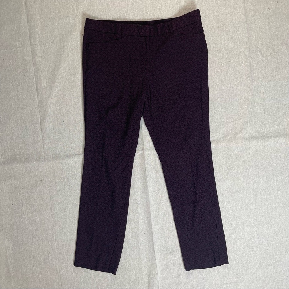 Mario Serrani | Maroon & Black Medallion Pattern Straight Leg Pants | Size 14